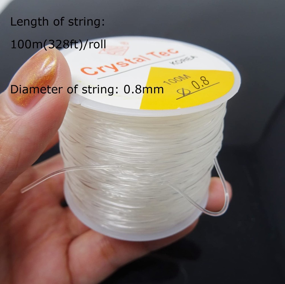 Honbay Jewelry Making String Clear Elastic Beading 0.8mm 100m, White