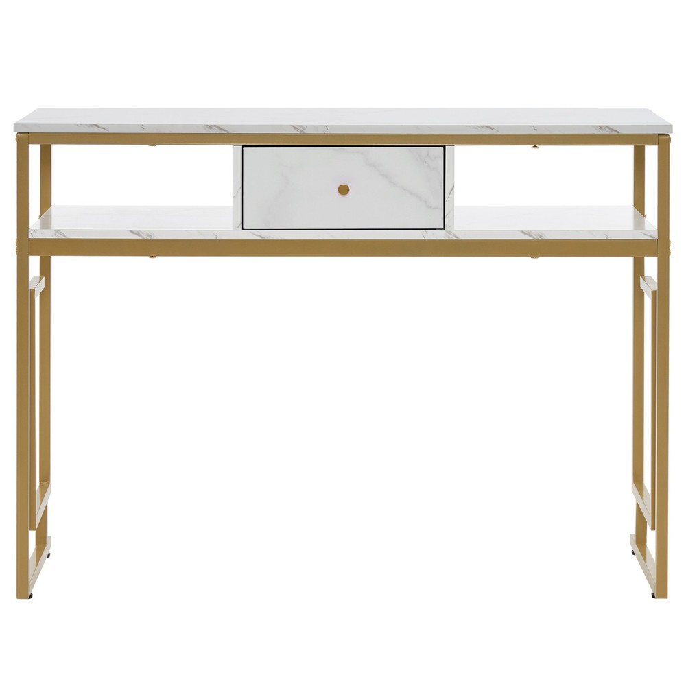 Multi-purpose Marbling Panels Rack Manicure Table with Storage Drawer Nail Desk