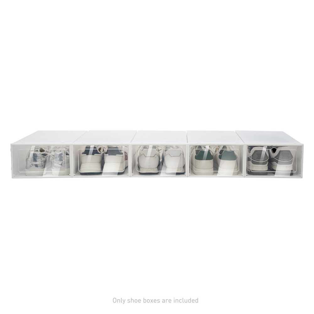 20pc Large Plastic Shoe Storage Boxes Drawer Stackable Foldable Organiser Clear