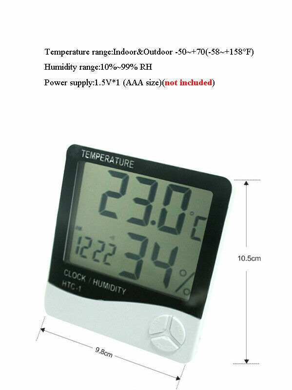 TECHTONGDA 1 PC Indoor Digital LCD Temperature Humidity Meter Clock Newest