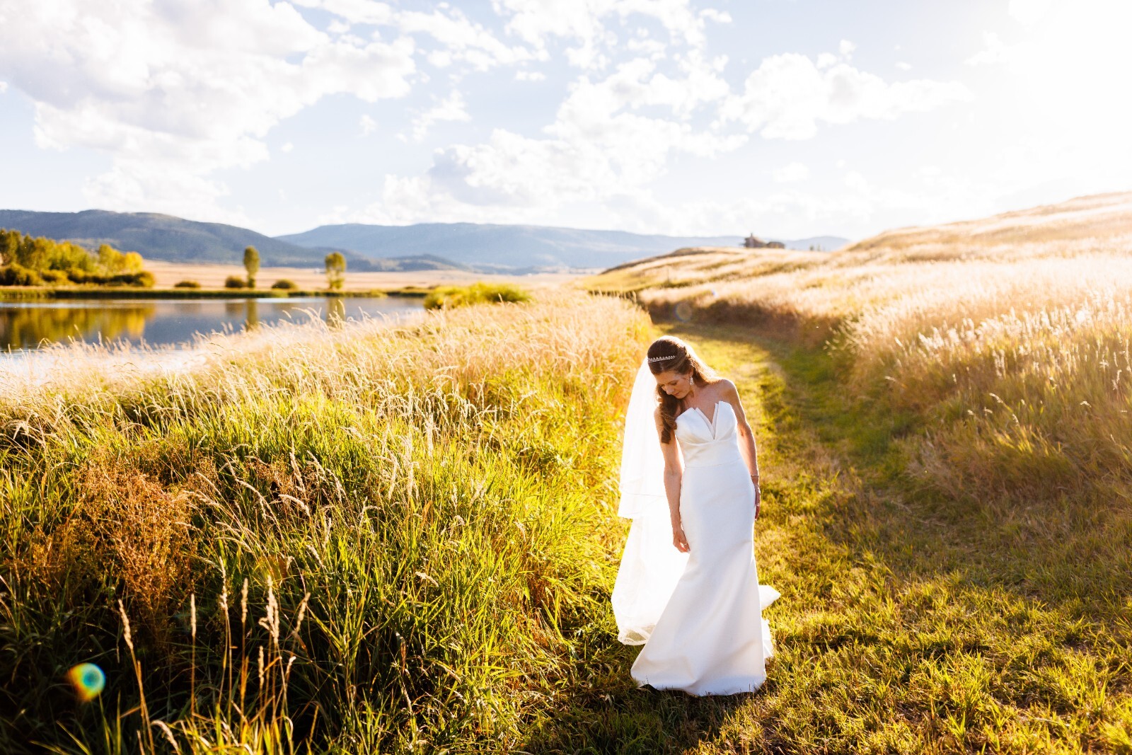 wedding veil chapel length Peter Langer off white with delicate rope trim