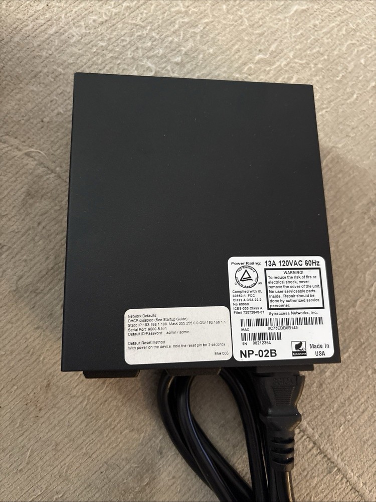 SYNACCESS NETBOOTER NP-02B BASIC SWITCHED PDU POWER DISTRIBUTION UNIT NEW !!
