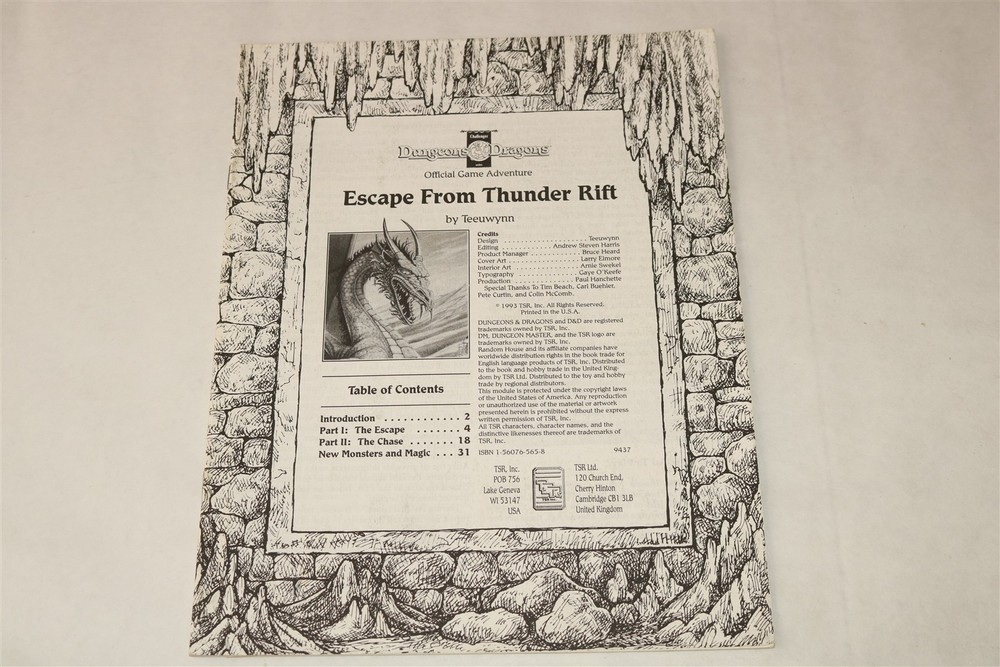 ESCAPE FROM THUNDER RIFT - AD&D Adventure Module Only