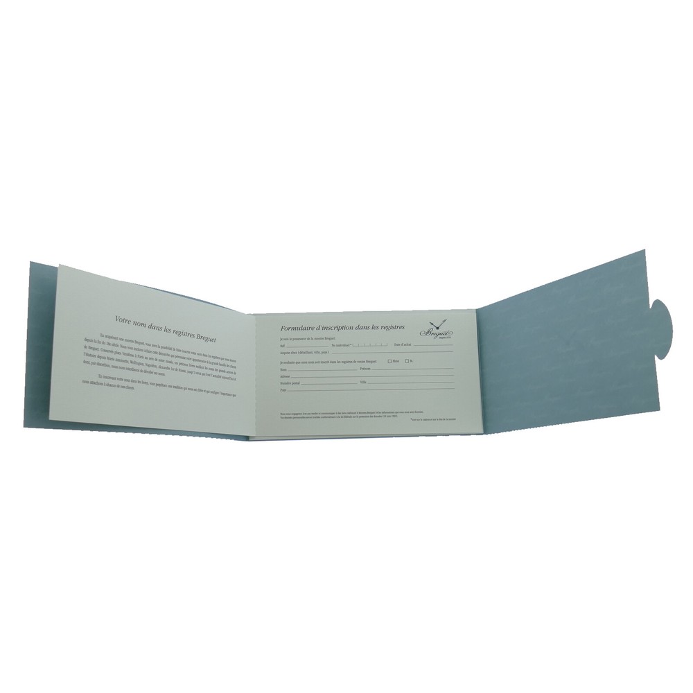BREGUET RECOMMENDATIONS, CORPORATE RECORDS ENTRY FORM + SLEEVE - OPEN