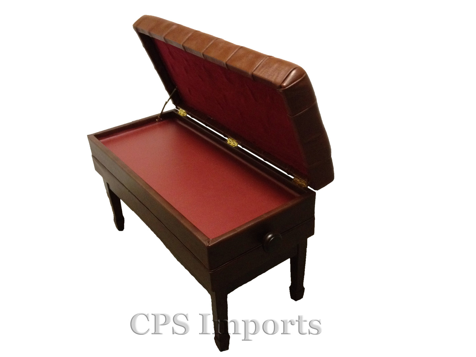 Duet GENUINE LEATHER Walnut High Polish Adjustable Piano Bench/Stool/Chair
