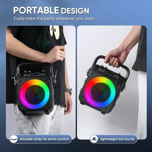 Portable Karaoke Machine with Bluetooth Speaker & 2 Wireless Microphones - Light