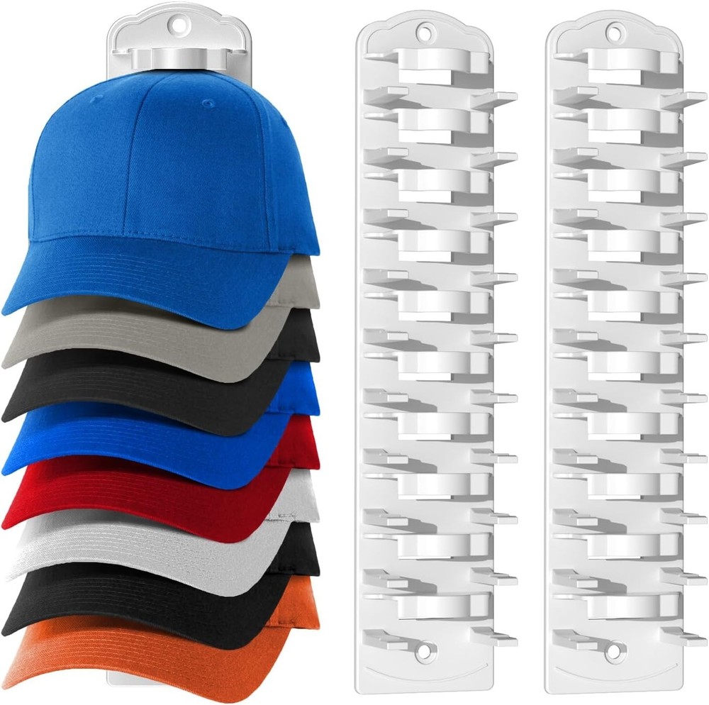 Space-Saving Wall Hat Rack - 2pcs Cap Organizer with No Assembly Required
