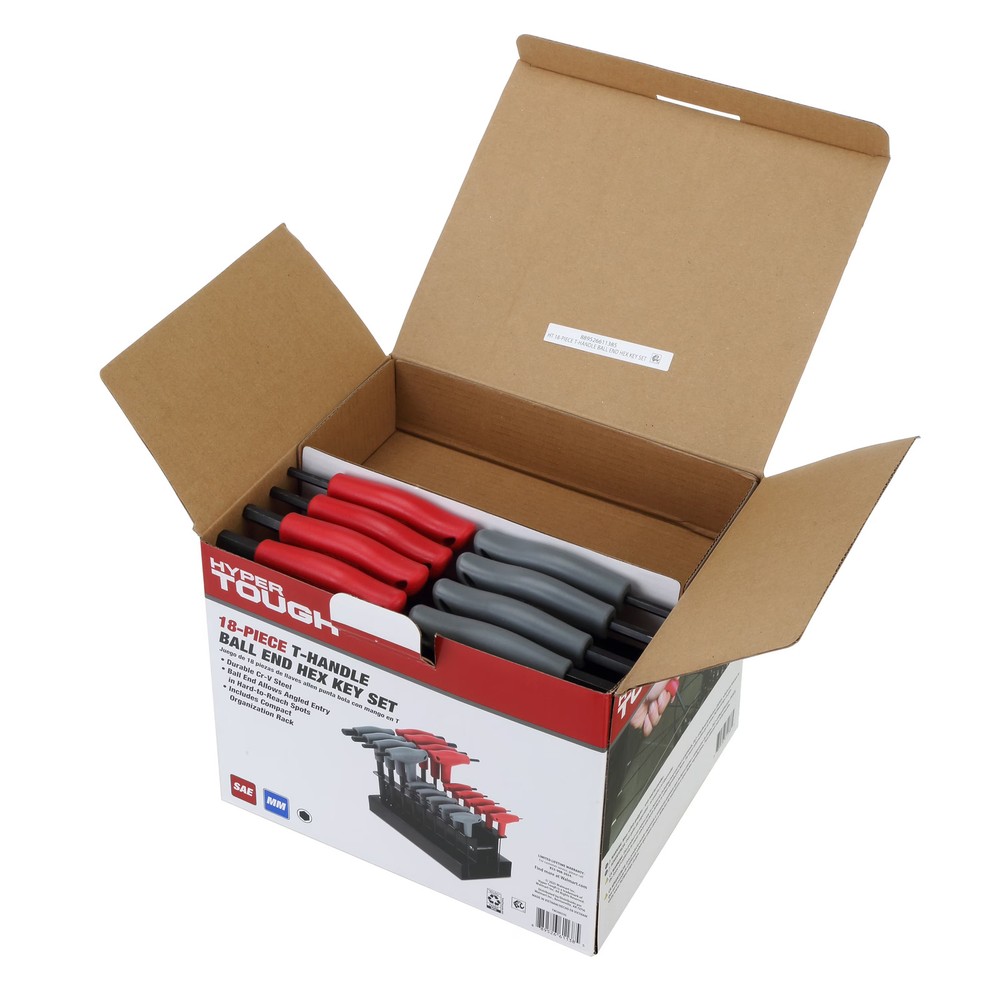Hyper Tough 18PC T-Handle Ball End Hex Key Set