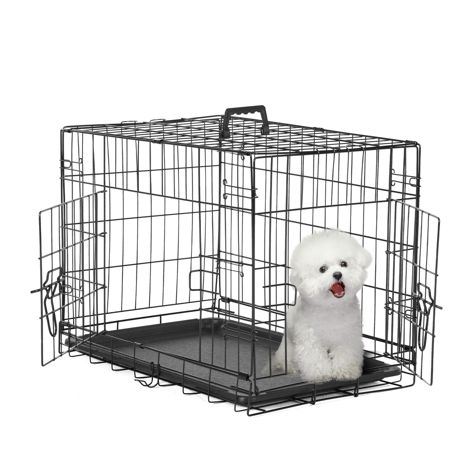 Double Door Dog Cage, Square Dog Cage, Sturdy Metal Material