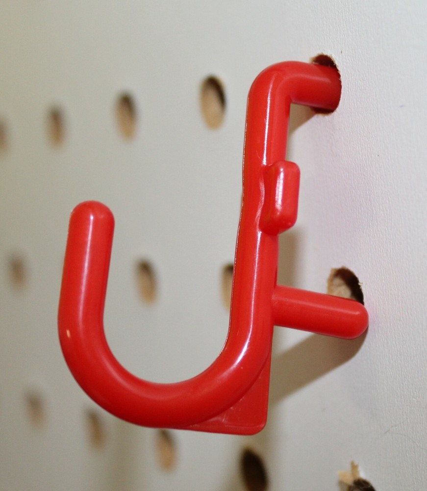 Plastic Red J Hook Peg Board Hook Kit Tool Storage Craft Hooks Pick A Pack