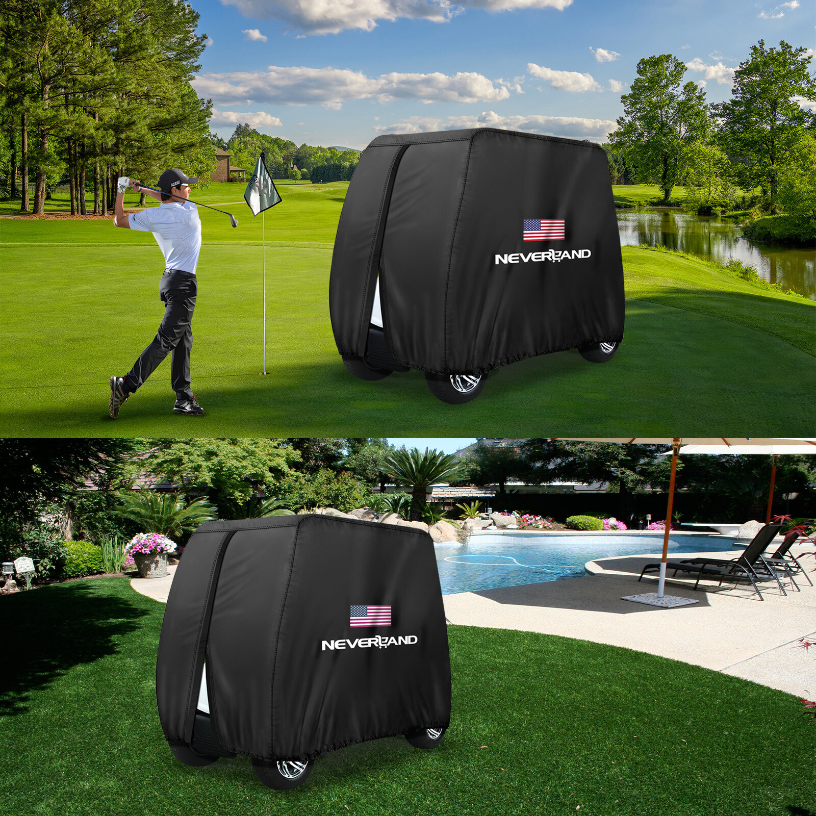 Heavy Duty Waterproof Golf Cart Cover Tarp 4 Passenger for EZGO Club Car Yamaha