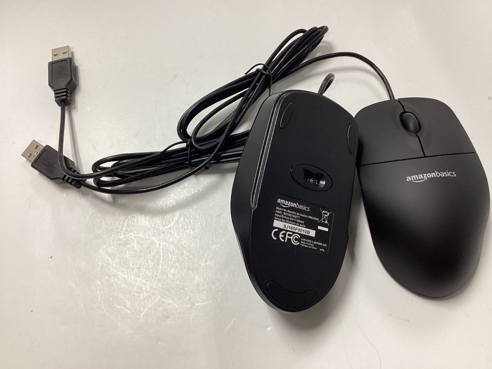 (2) Amazon Basics USB Wired Computer Mouse (Black)
