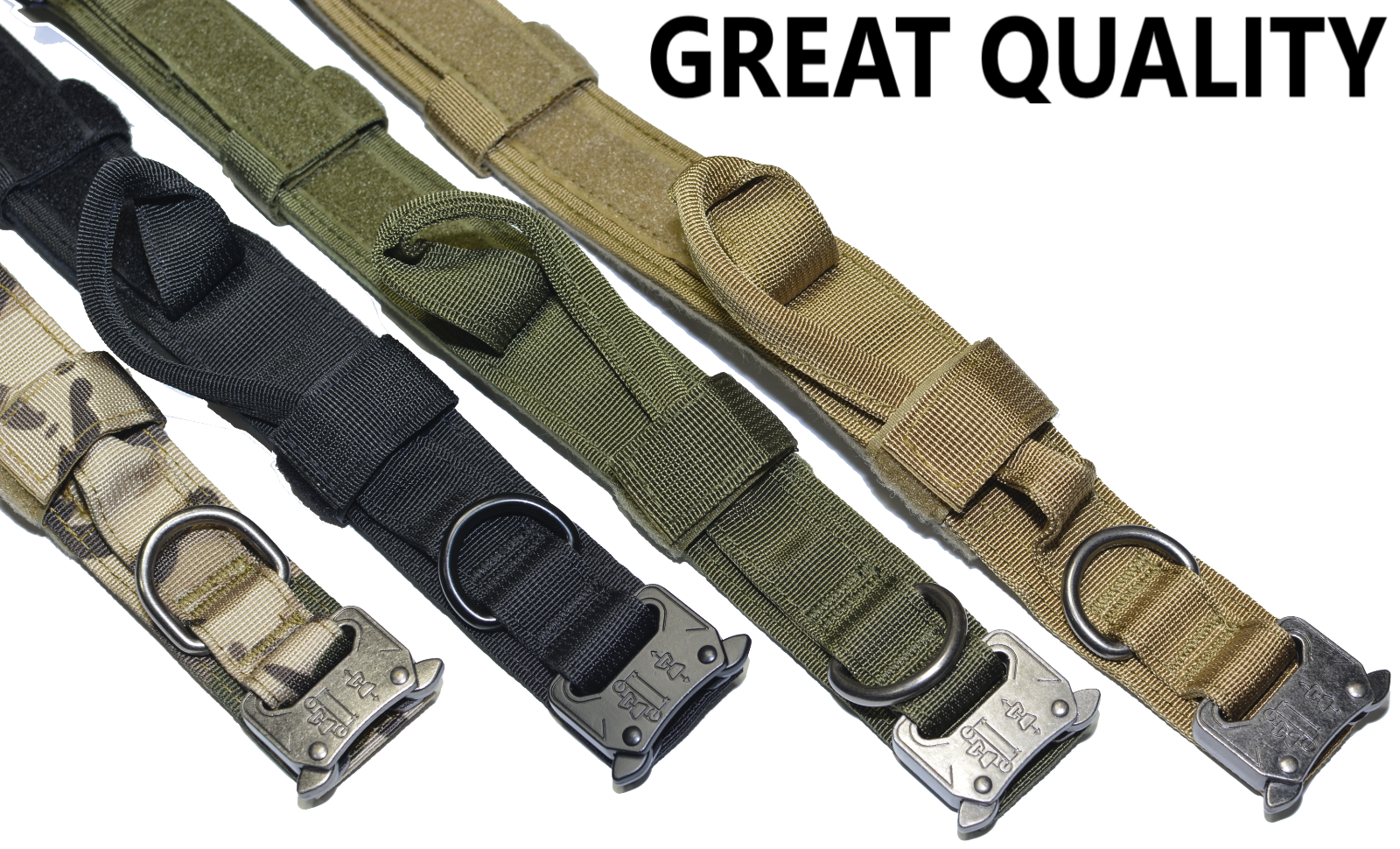 Leash + Collar Heavy Duty K9 Tactical Training Pet Dog Metal Buckle M, L, XL New