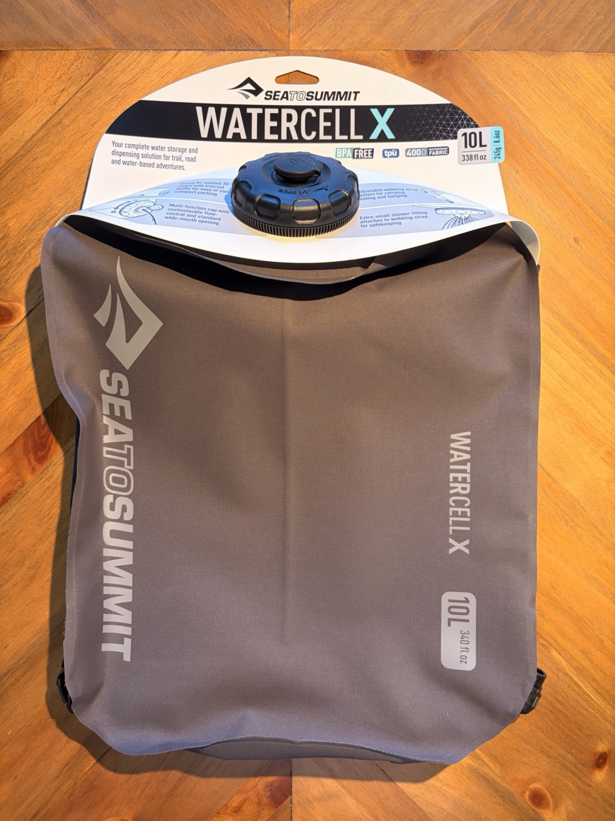 Sea to Summit Watercell X 10L Gray BPA-Free Water Canister TPU 400D Screw-on Lid
