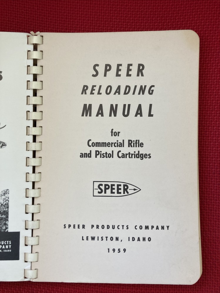 Speer No 3 reloading manual 1959 spiral great shape
