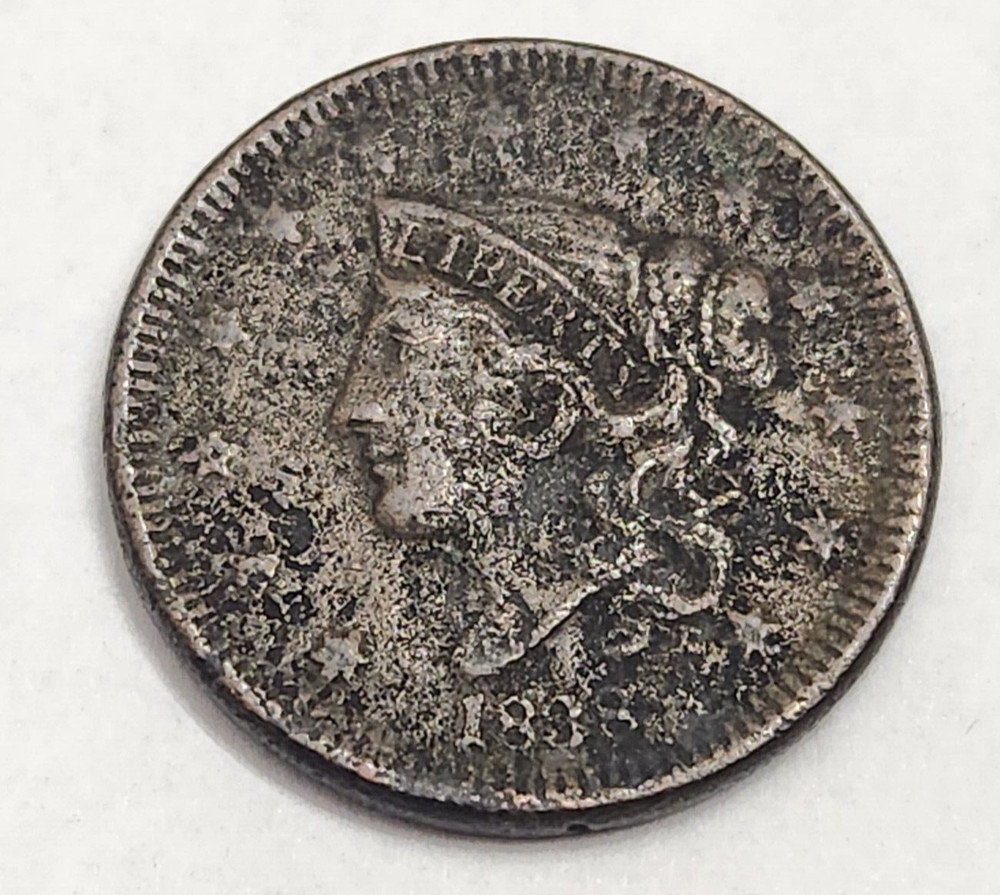 1838 Coronet Head One Cent Coin
