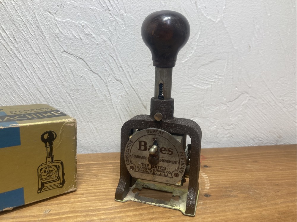 Vintage Bates Numbering Machine 6 Wheel Stamper