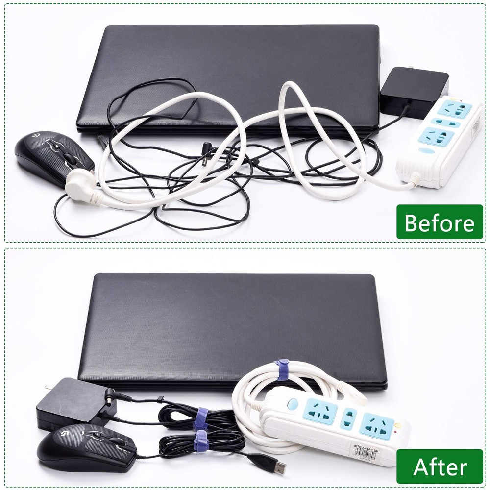 60 Pcs Reusable Fastening Cable Ties Hook and Loop, Multi-Purpose Cable Straps