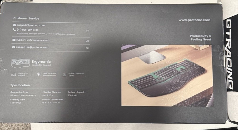 ProtoArc Ergonomic Wireless Keyboard Mouse, EK01 Plus