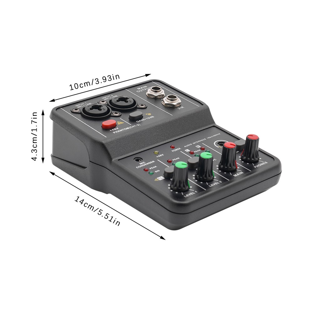 2Channel Mini Audio Mixer Bluetooth USB DJ Sound Mixing Console Amplifier Studio