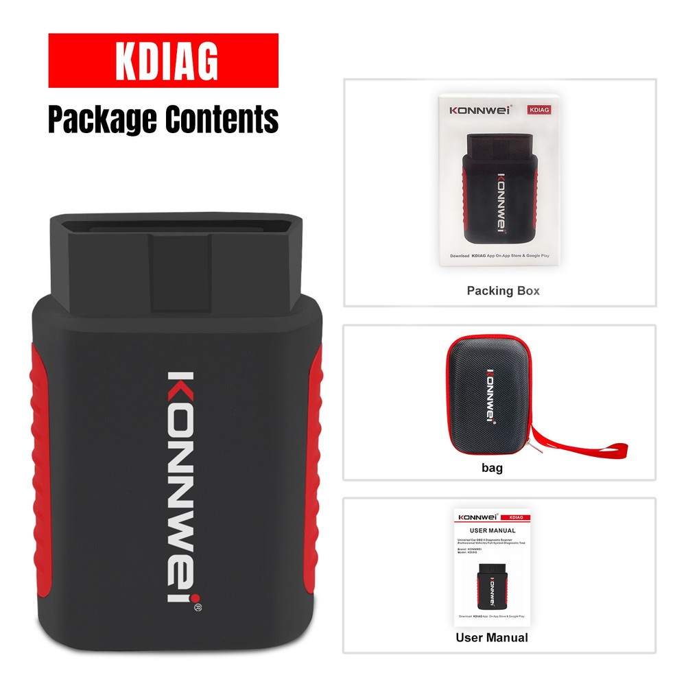 KONNWEI KDIAG Wireless Car OBD2 Reader Code Scanner ABS SRS Diagnostic Tool