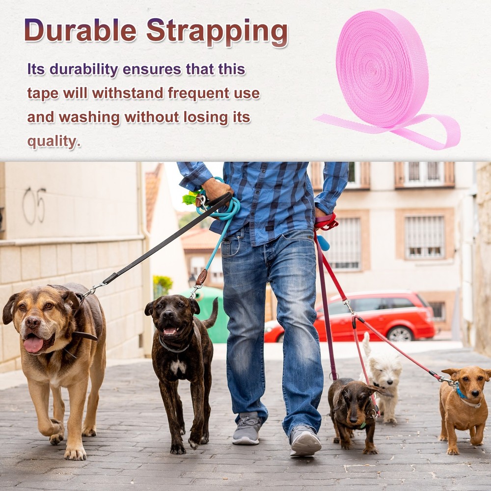 Nylon Webbing Strap, 22 Yards x 1" Polypropylene Flat Webbing Strap (Pink)