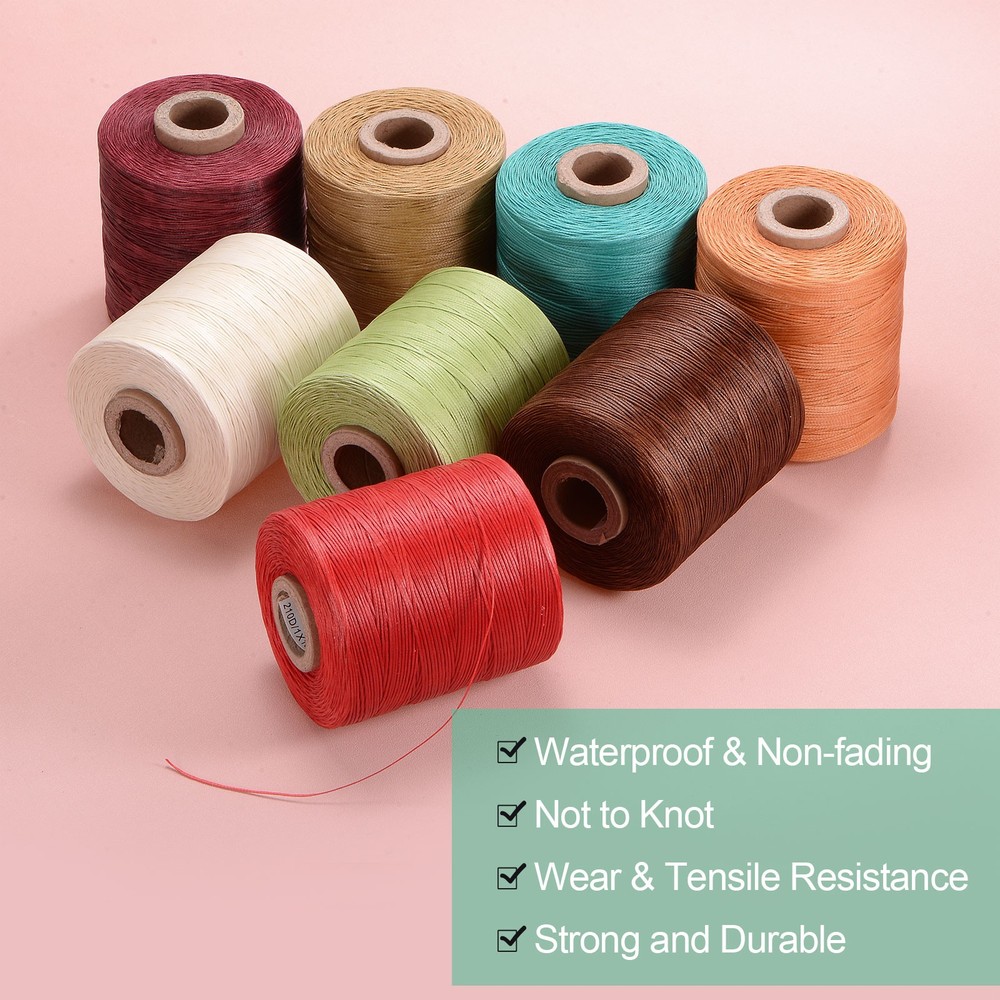 150D Waxed Thread 1061 Yards Polyester Leather Sewing Waxed String Beige