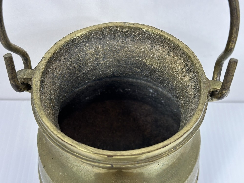 Vintage Solid Brass 3 Footed Fireplace Smudge Pot With Lid