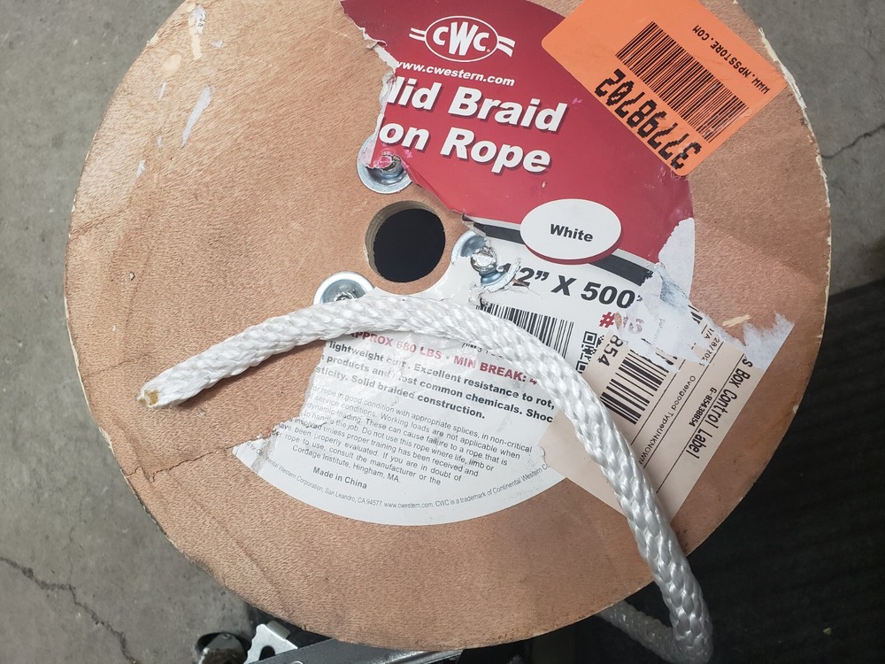 CWC 105130 Solid Braid Nylon Rope - 1/2" x 500' White