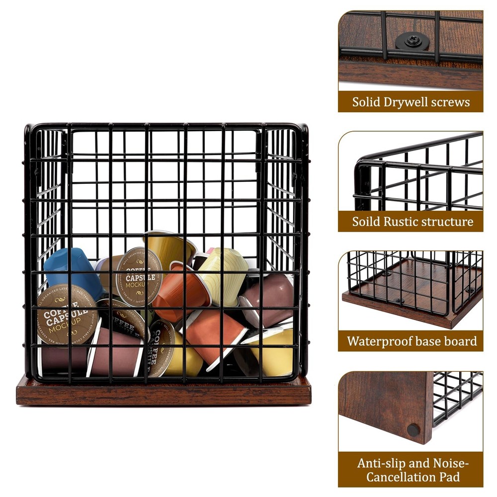 NutroLab Coffee Pod Holder Basket-Sturdy Organizer brown