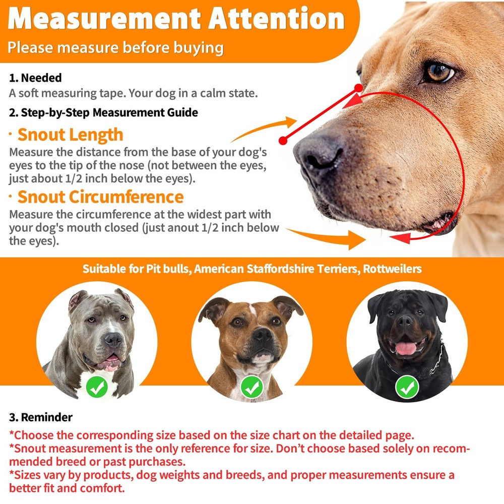 Mayerzon Pitbull Muzzle for Large Medium L [Snout Cir: 11.5"-13"], Black