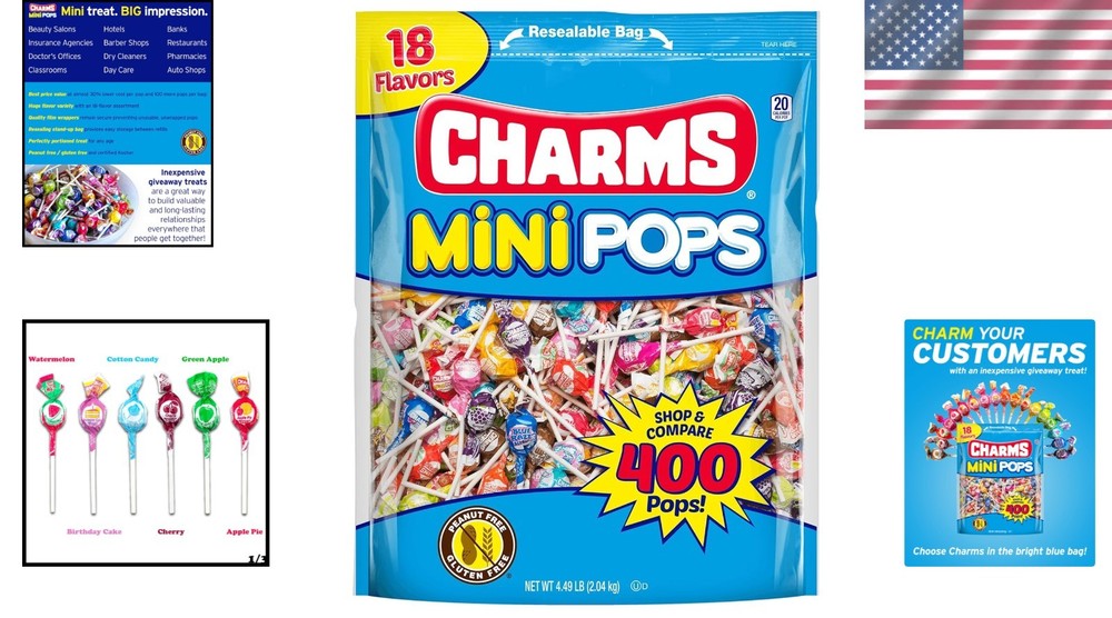 Charms Mini Pops - 400 Individually Wrapped Candy Lollipops