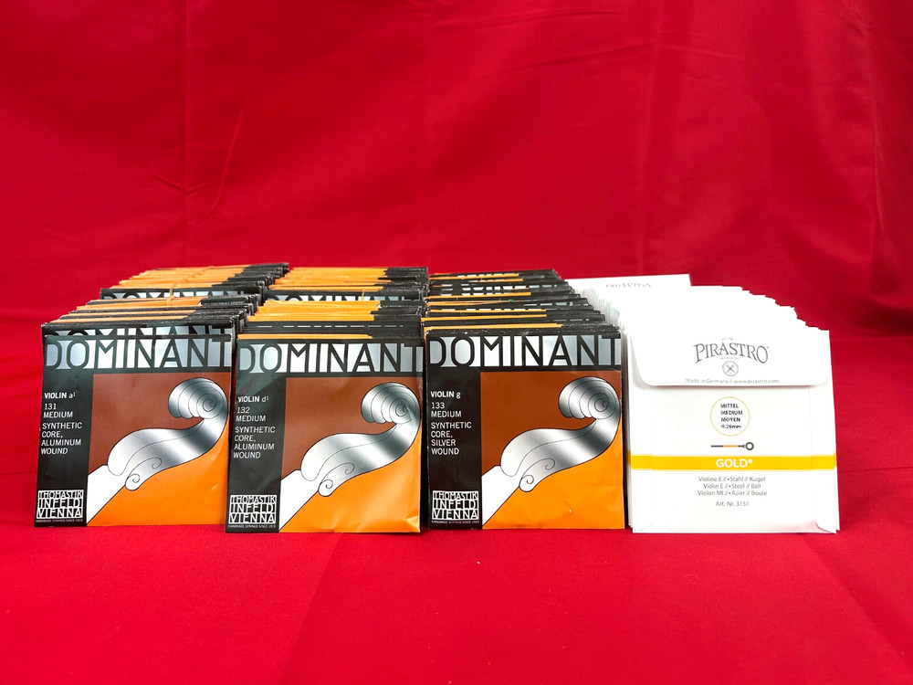 100% Authentic 2 sets Dominant Violin String 135B A,D,G  Gold label E Ball 4/4