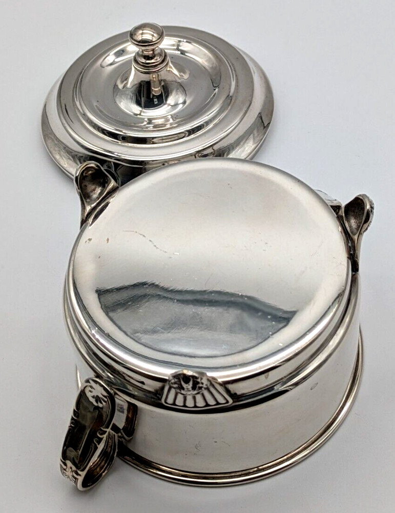 Large Silver Plated Footed Covered Handled Sugar Bowl