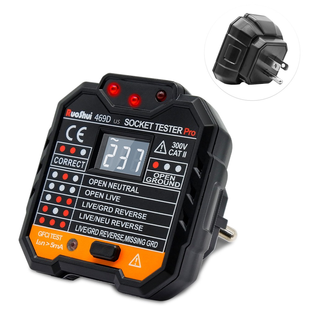 Socket Tester Electrical GFCI Receptacle Detector US Plug Tester LCD Display