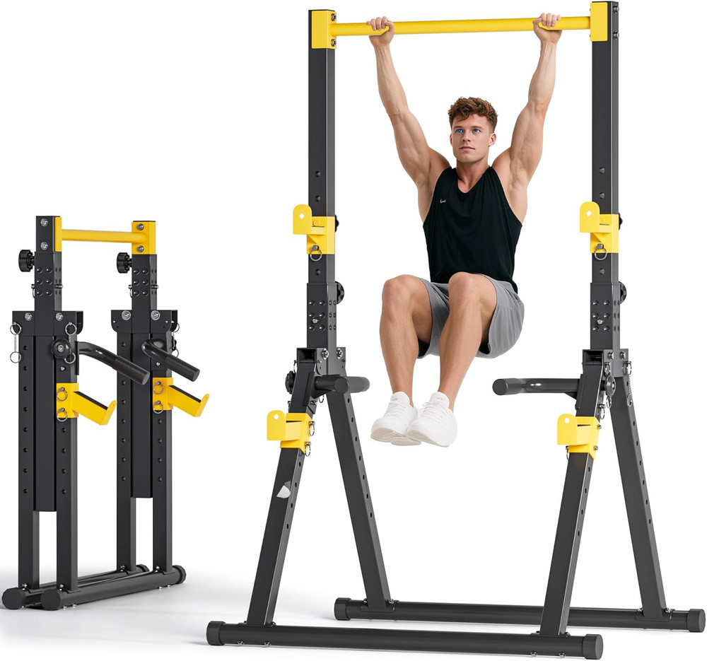 Power Tower Pull up Bar Station, Foldable Pull up Dip Station Free Standing for
