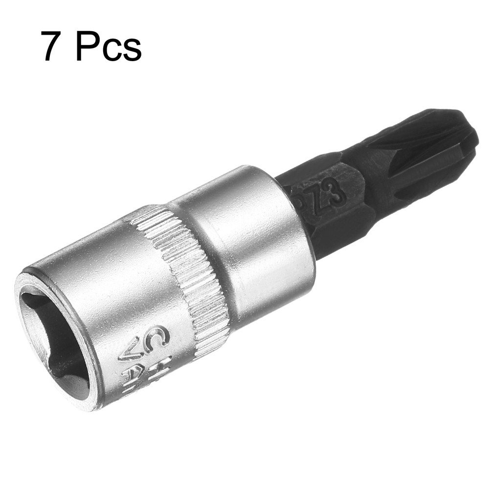 7pcs PZ3 Bit Socket 1/4" Square Drive Extension Impact Bit, Black
