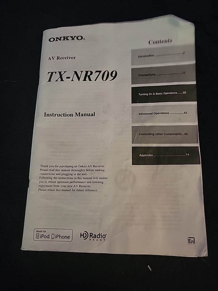ONKYO AV RECEIVER MODEL TX-NR709