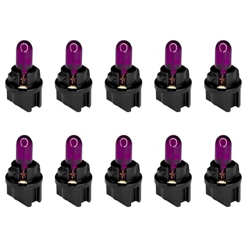 10PCS Car T5 Instrument Light, Car Dashboard Halogen Bulbs，12V 1.2W Purple