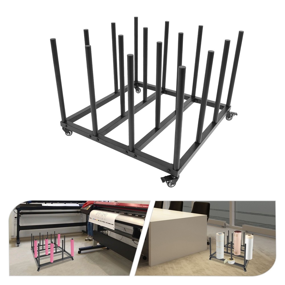 Mobile File Roll Organizer with 16 Rods for Efficient Storage