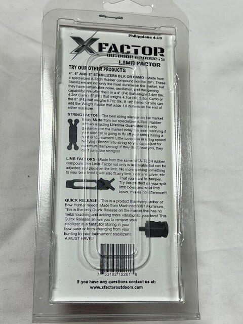 X Factor Outdoor Products X Factor Limb Factor Universal Limb Dampner Black New