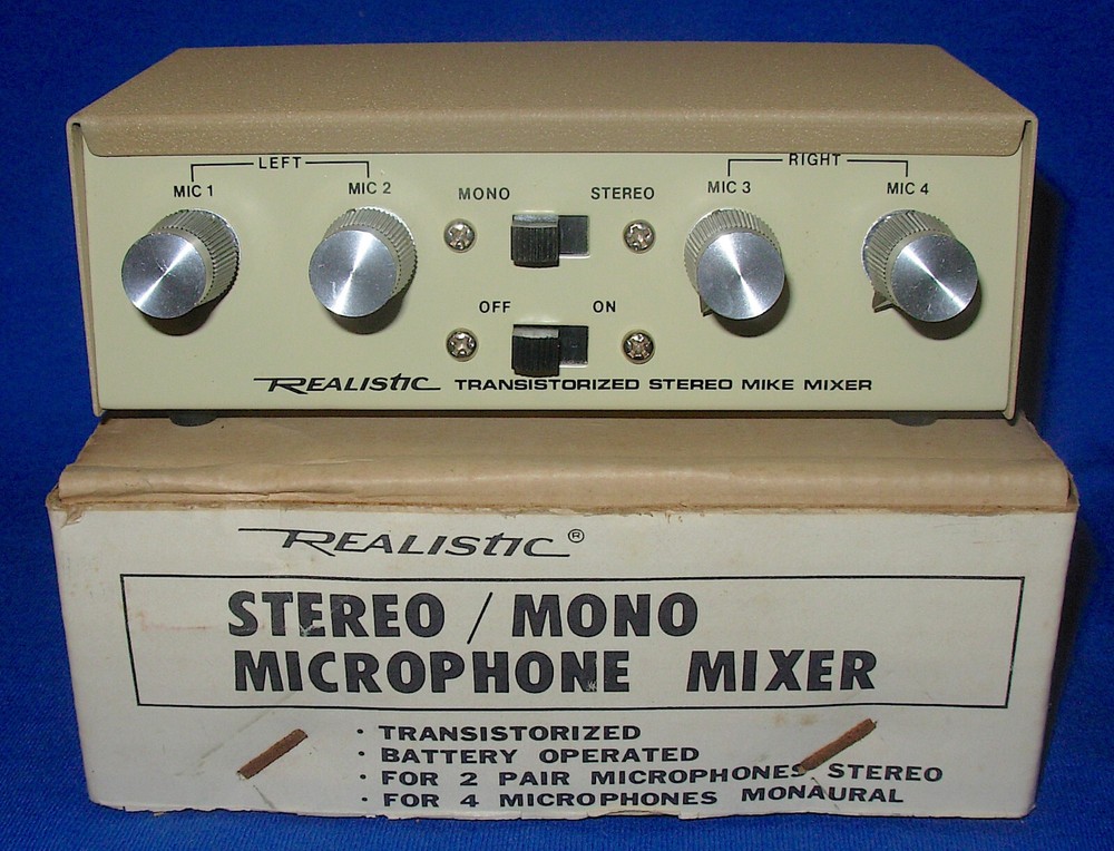 NOS NIB Stereo Mono Microphone Mixer Realistic Model 33-920 Transistorized