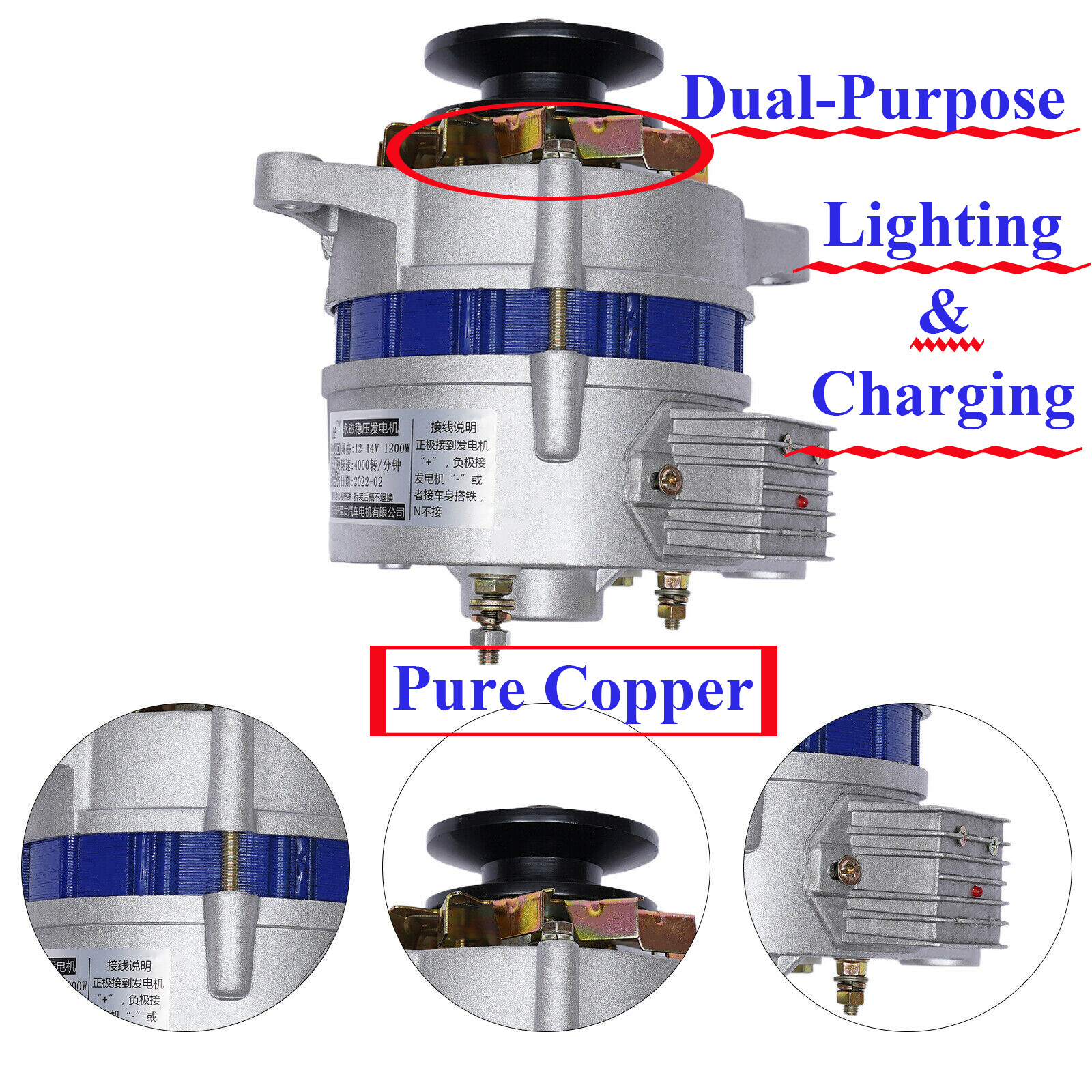 PMA Permanent Magnet Alternator 1200W Pure Copper Synchronous Generator Low Rpm