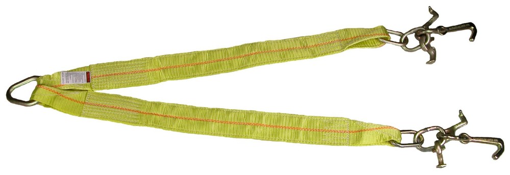 Wrecker Straps 3" X 3 FT CLUSTER HOOK WEB V-ASSEMBLY - NEW Surplus!