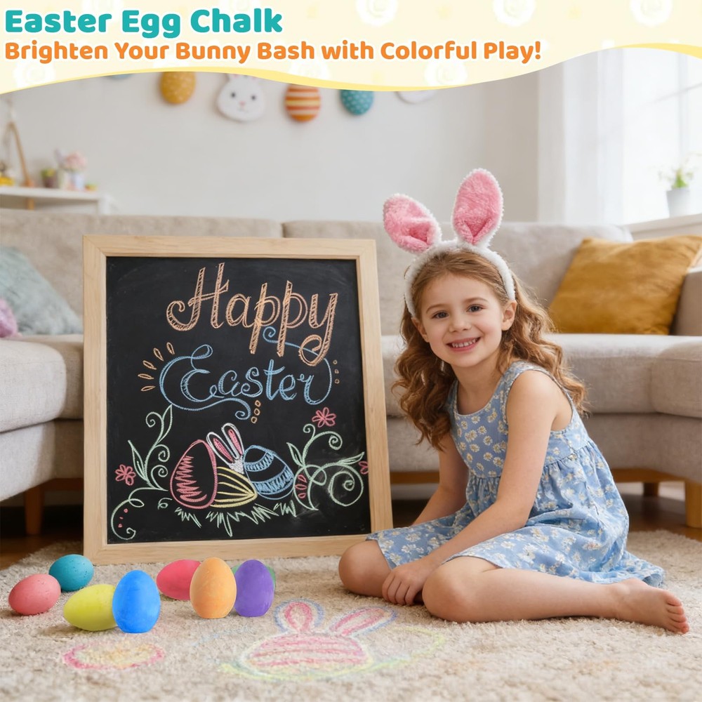 36 Pack Easter Sidewalk Chalks Bulk 36 Solid Colors Chalk Eggs for Easter Bas...