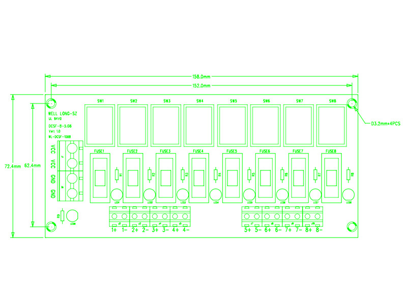DIN Rail Mount 8 Position Switch Power Distribution Module Fuse Splitter Board