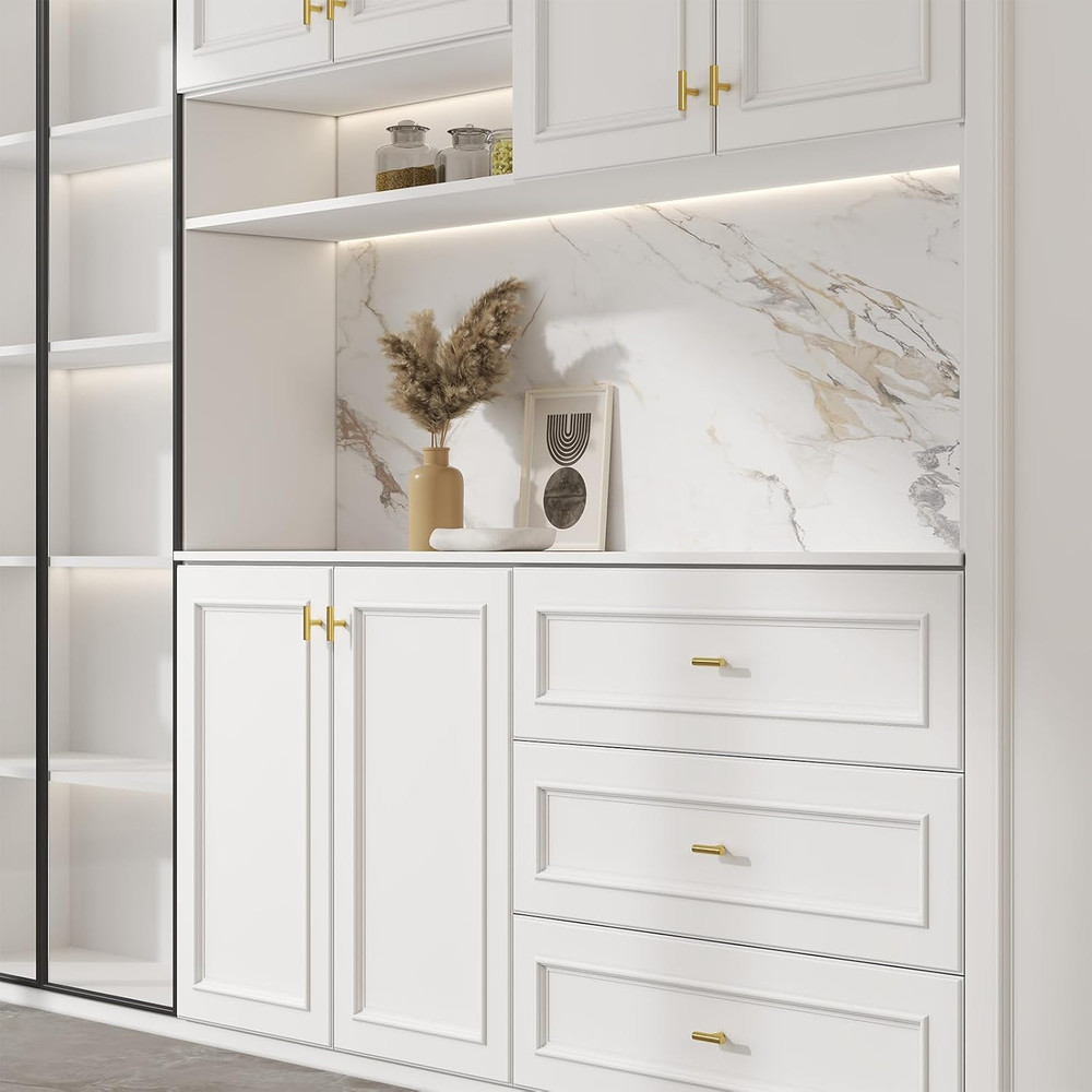 10 Pack Gold Cabinet Knobs Brushed Brass Drawer Knobs Gold Dresser Hardware - LS