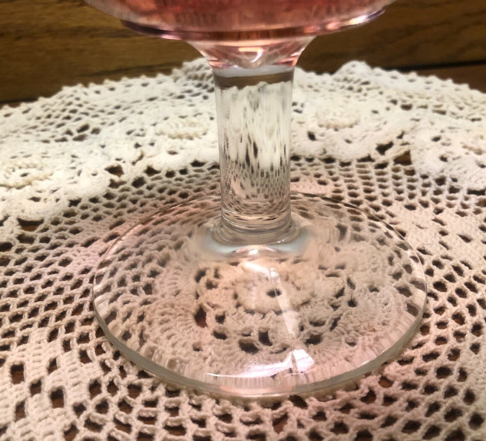 BARTLETT COLLINS VINTAGE FLASHED RUBY RED THUMBPRINT FOOTED STEMMED WINE GOBLET