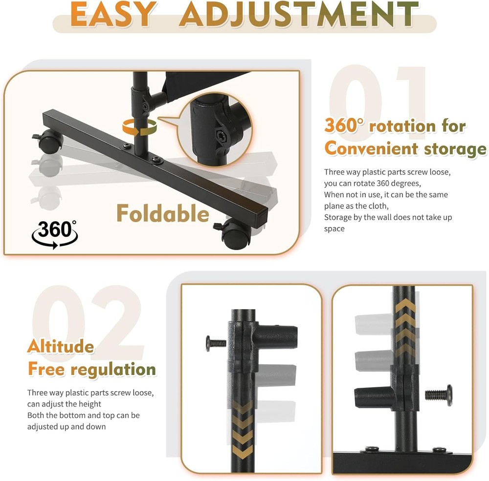 Room Divider Screen 72"x72" W/ Lockable Caster Wheels Privacy Panel Home