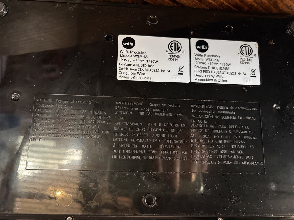 Wilfa WSP-1A Precision Automatic Coffee Brewer - Aluminum Missing Coffee Pot